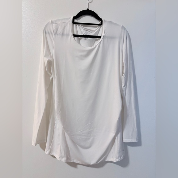 Maternity- White Long-Sleeve Nursing Top - Picture 2 of 5